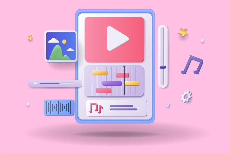 music video edits concept 3d illustration icon composition with display with buttons 198565 1939