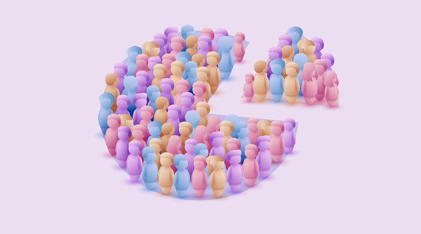 people crowd form pie chart composed people statistic concept 3482 6958